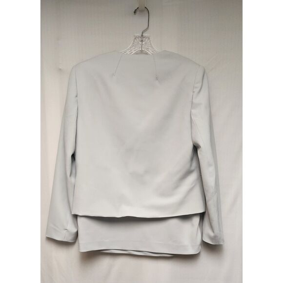 Halston 2PC Single Breasted Long Sleeve Skirt Suit Color Blue Size 12 - Picture 3 of 9